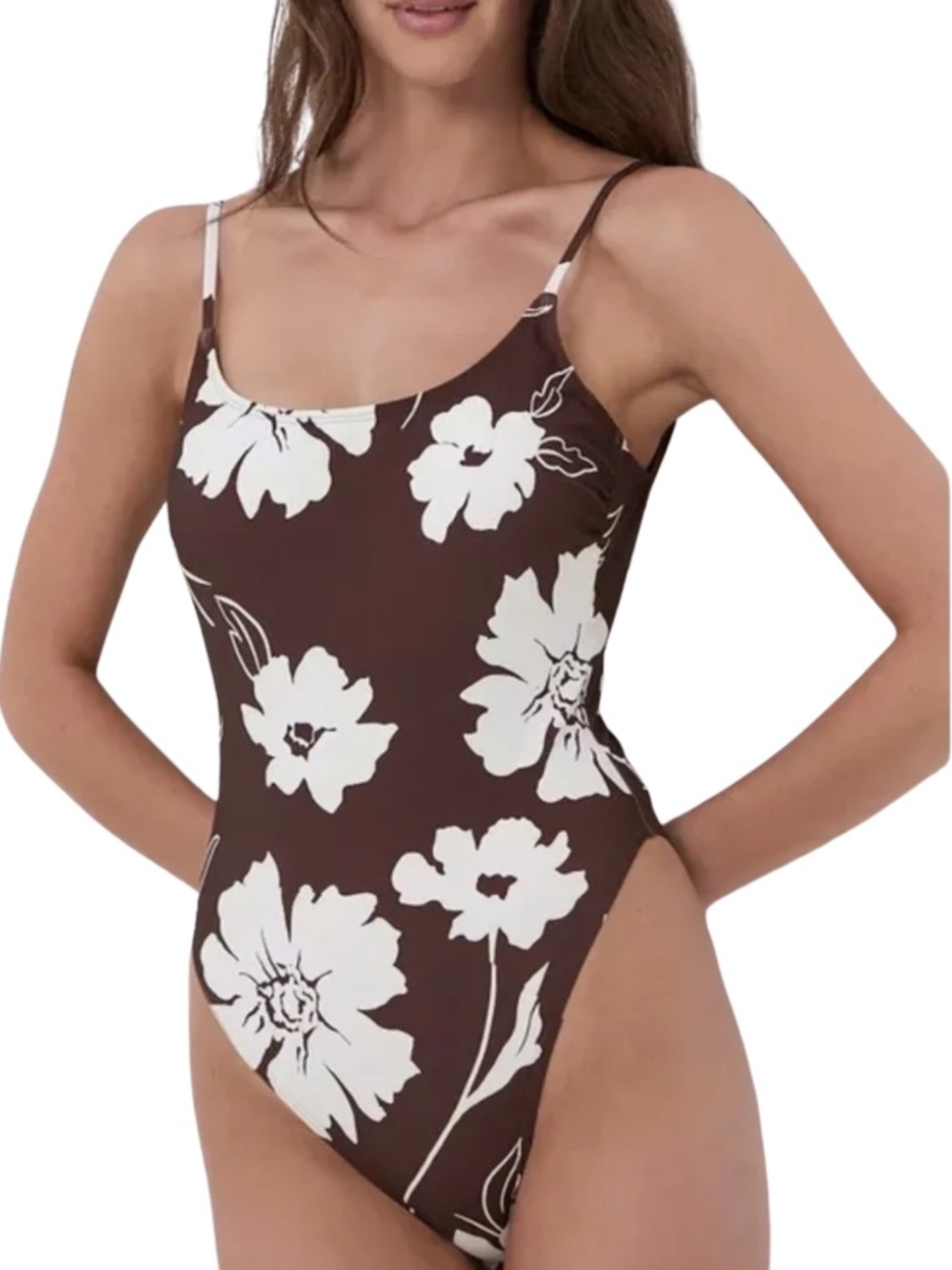 NWT Tory Burch Floral Silhouette One Piece Swimsuit Sz. S